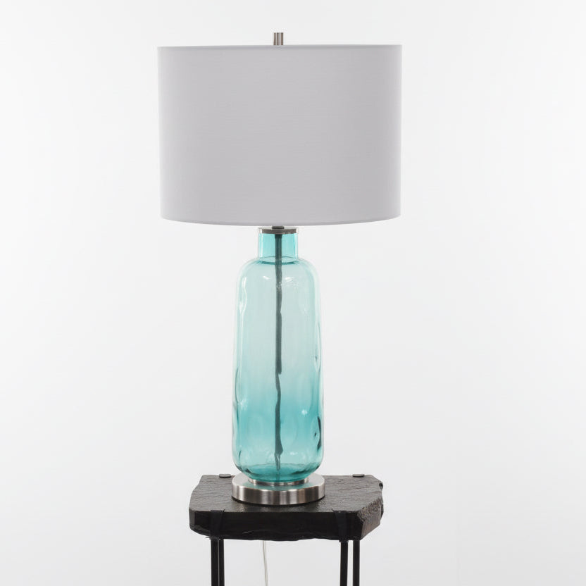 Aqua glass table lamp