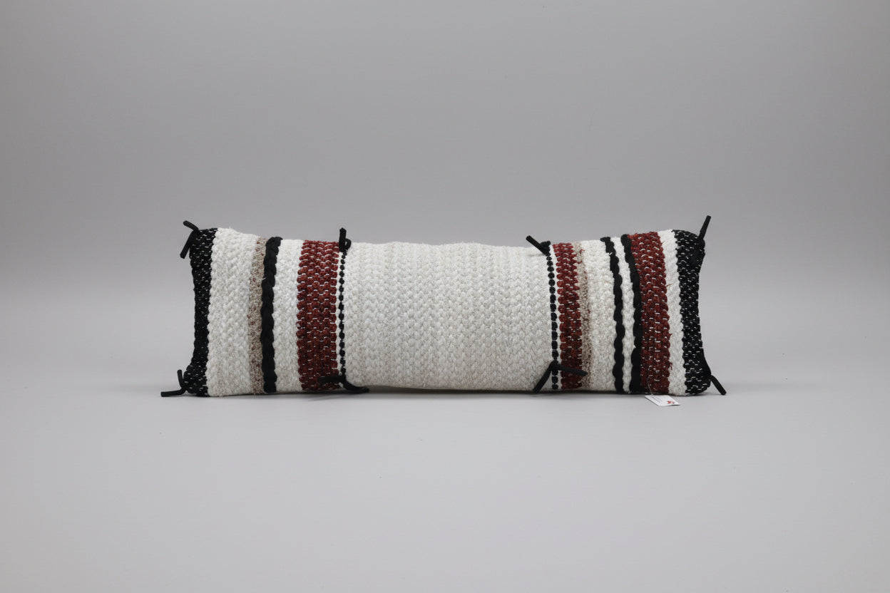 Red, Black, white stripe bolster pillow