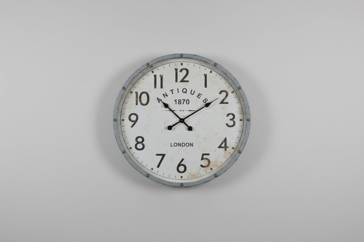Grey and White Antiqued Clock