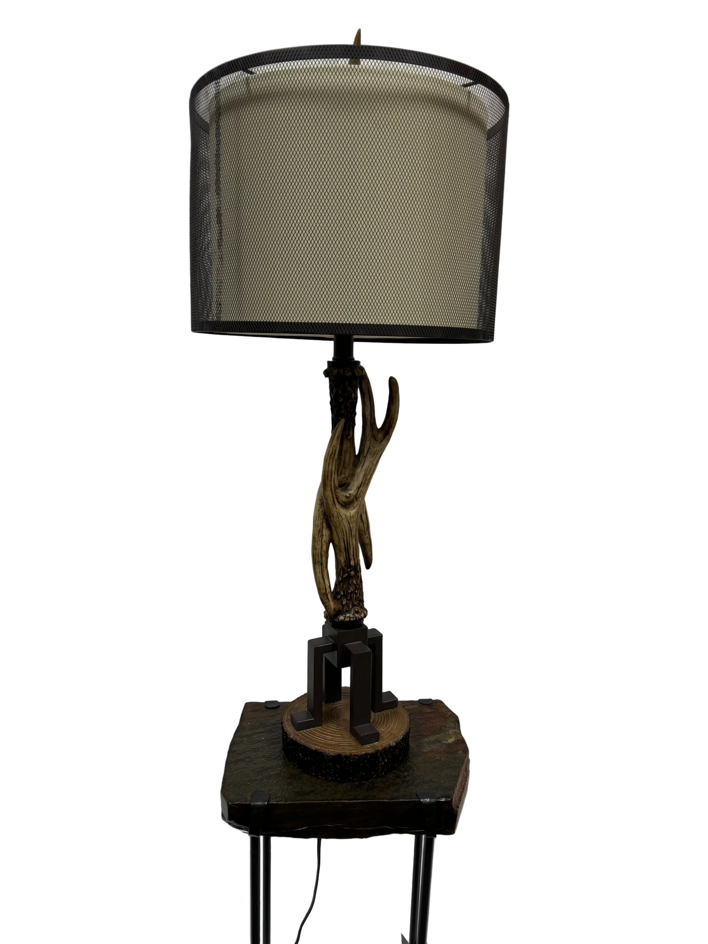 Industrial antler table lamp
