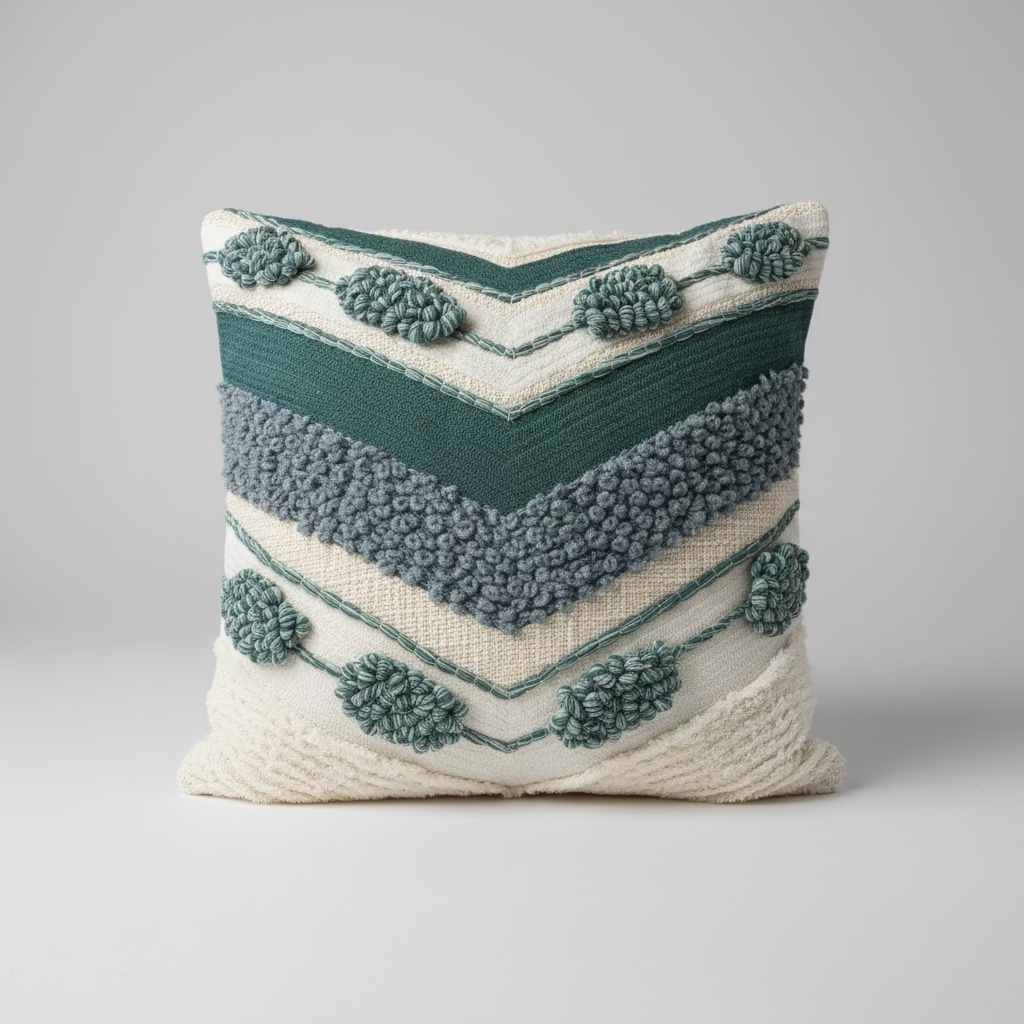 Teal/Cream Textured Pillow