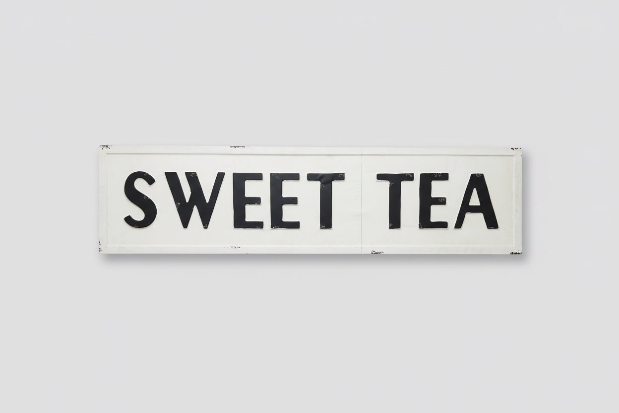 Sweet Tea White Embossed Sign wall art