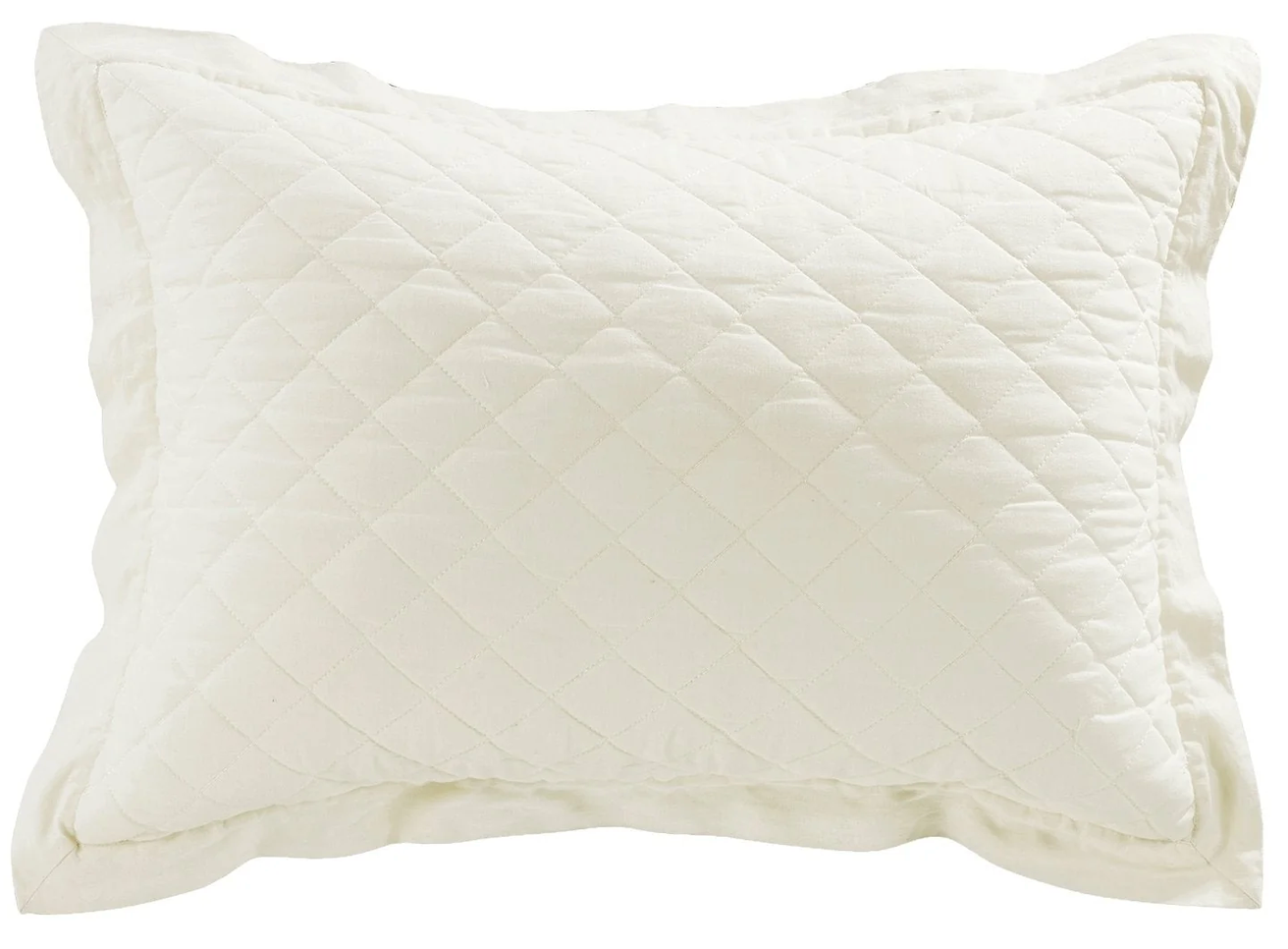 Cream Quilted Linen Standard Pillow Sham