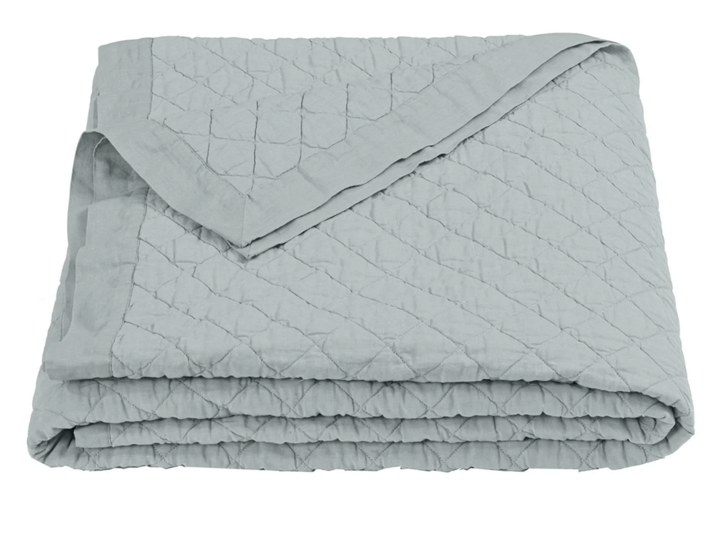 Sea Foam Diamond pattern linen King quilt