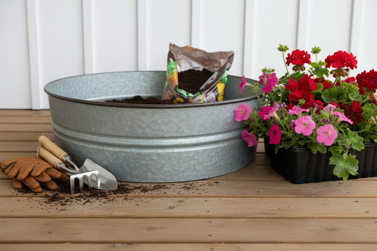Galvanized metal tub bucket