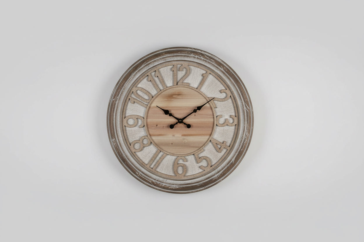 Bleached Pine W/ Raised Pine Numerals Clock