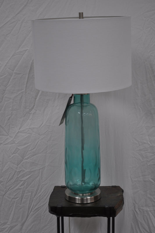 Aqua glass table lamp