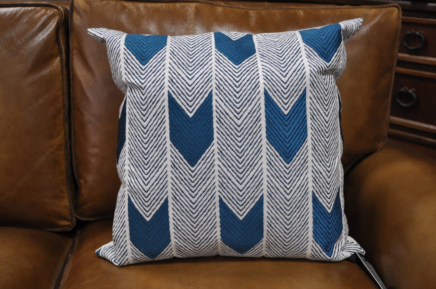 Arrow Aegean/ Midnight Embroidered pillow