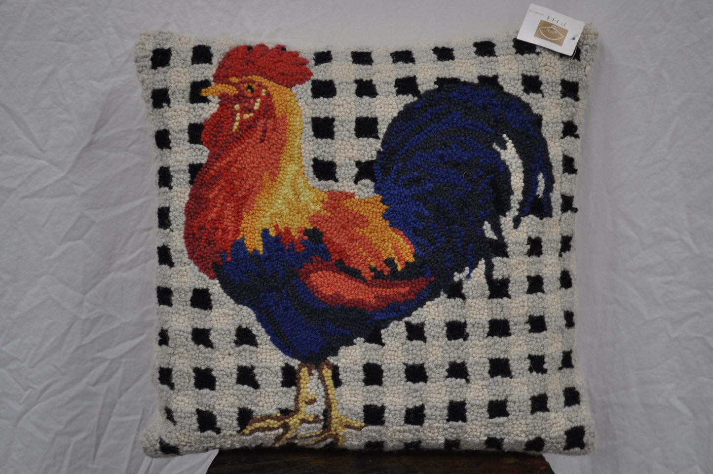 Checker pint Rooster Hook pillow