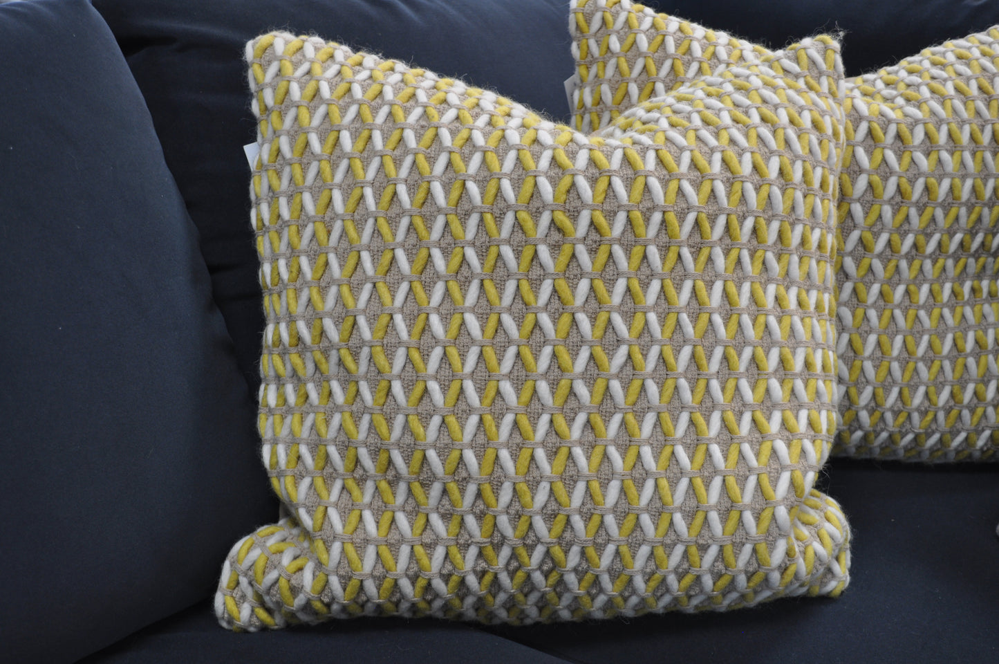 Yellow and white Geometric pillow