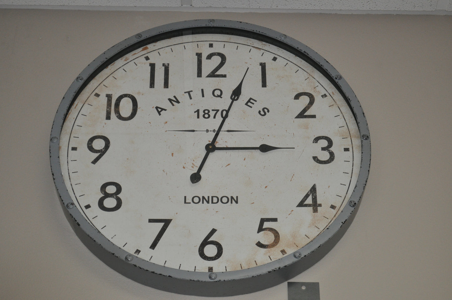 Grey and White Antiqued Clock