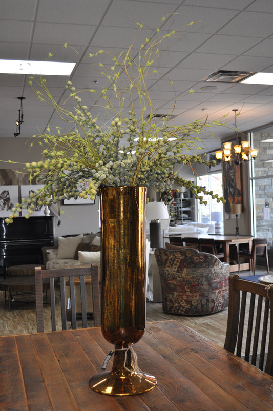 Tall Amber Vase Floral Arrangement