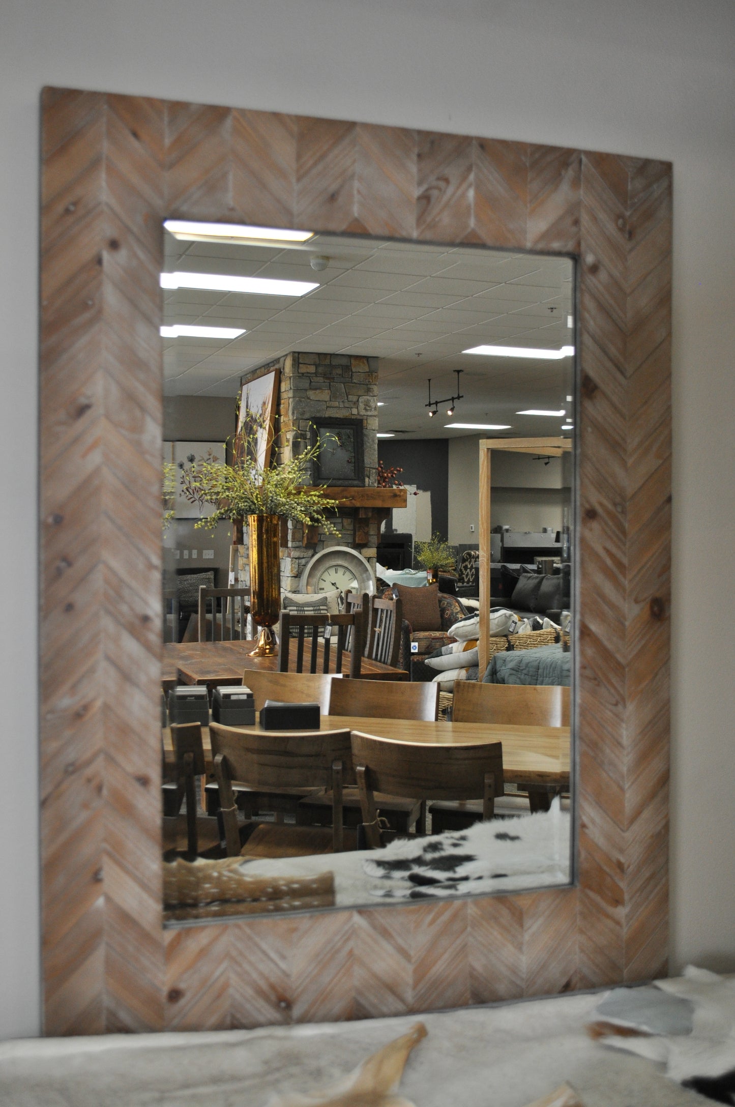 Chevron Pale Wood Mirror