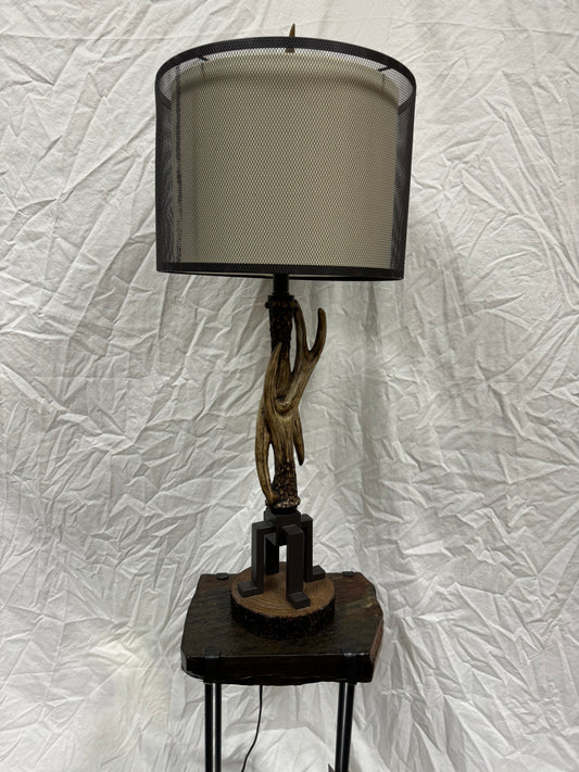 Industrial antler table lamp