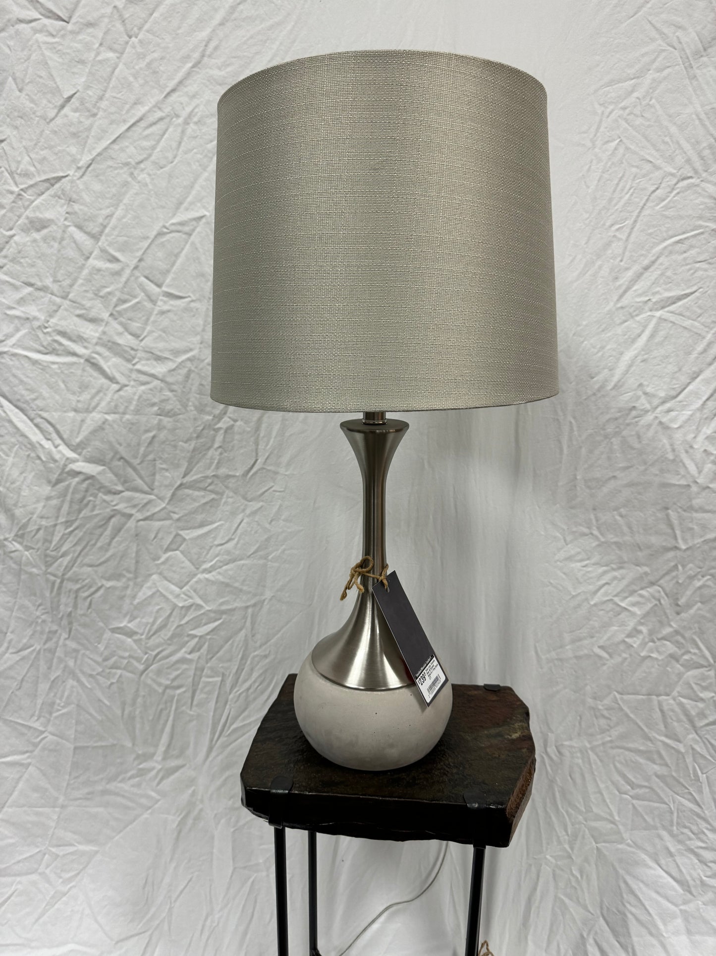 Concrete With Brushed Nickel table lamp