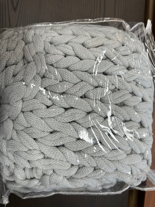 Pale Grey Chunky Knit Throw