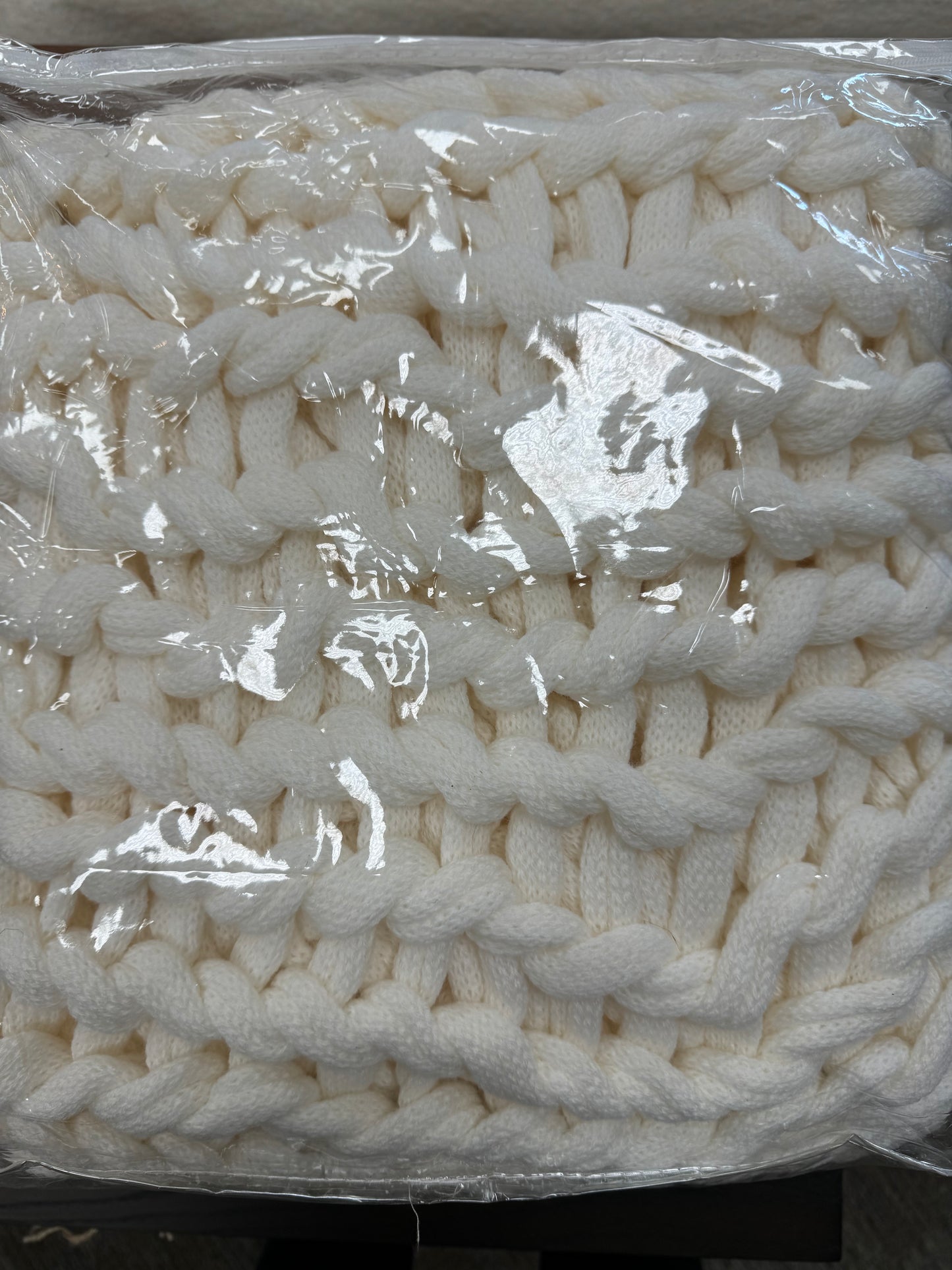 Cream Chunky Knit Throw