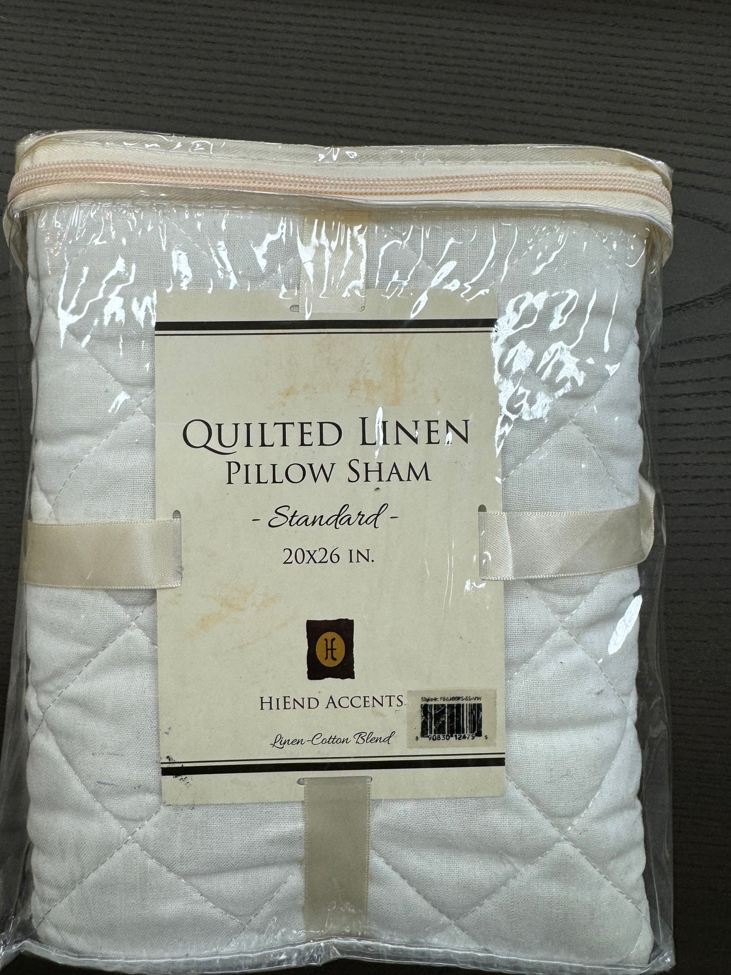 Quilted linen standard pillow sham