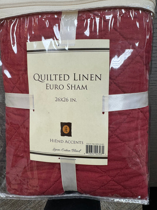 Red Quilted Linen Euro Sham