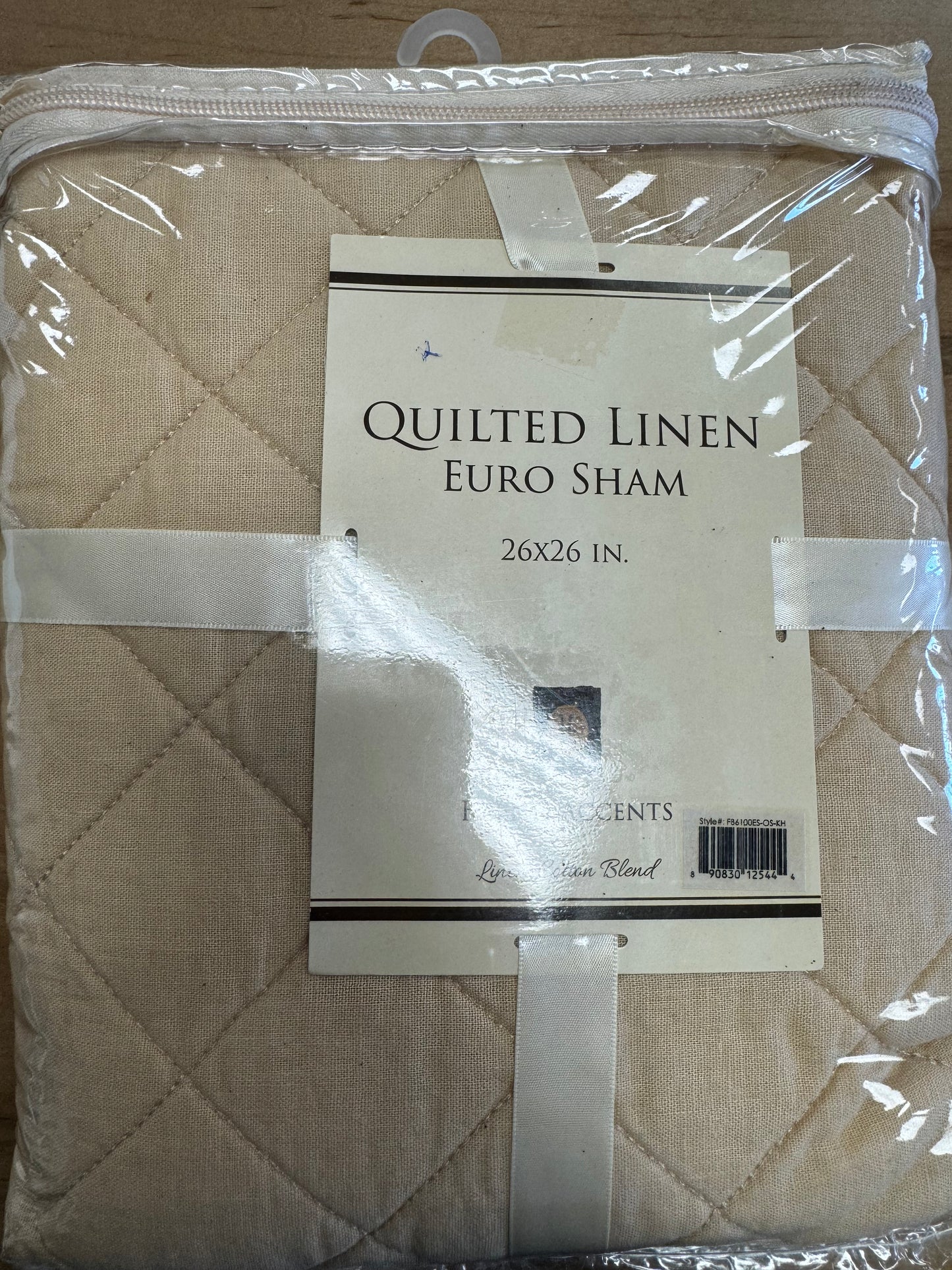 Kaki Quilted Linen Euro Sham