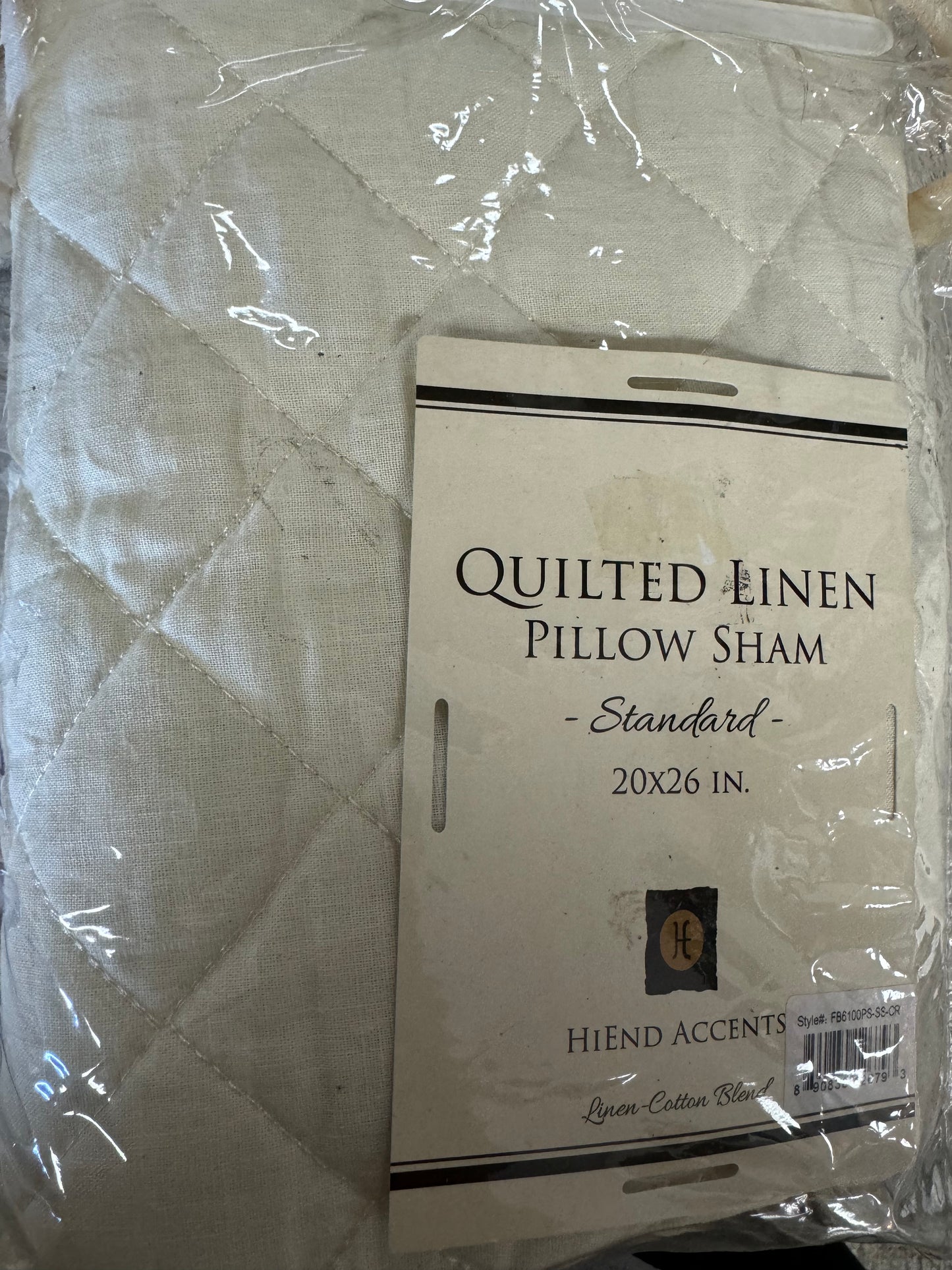 Cream Quilted Linen Standard Pillow Sham