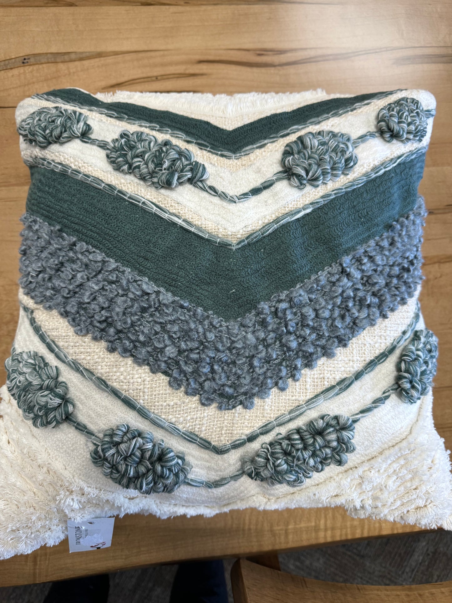 Teal/Cream Textured Pillow