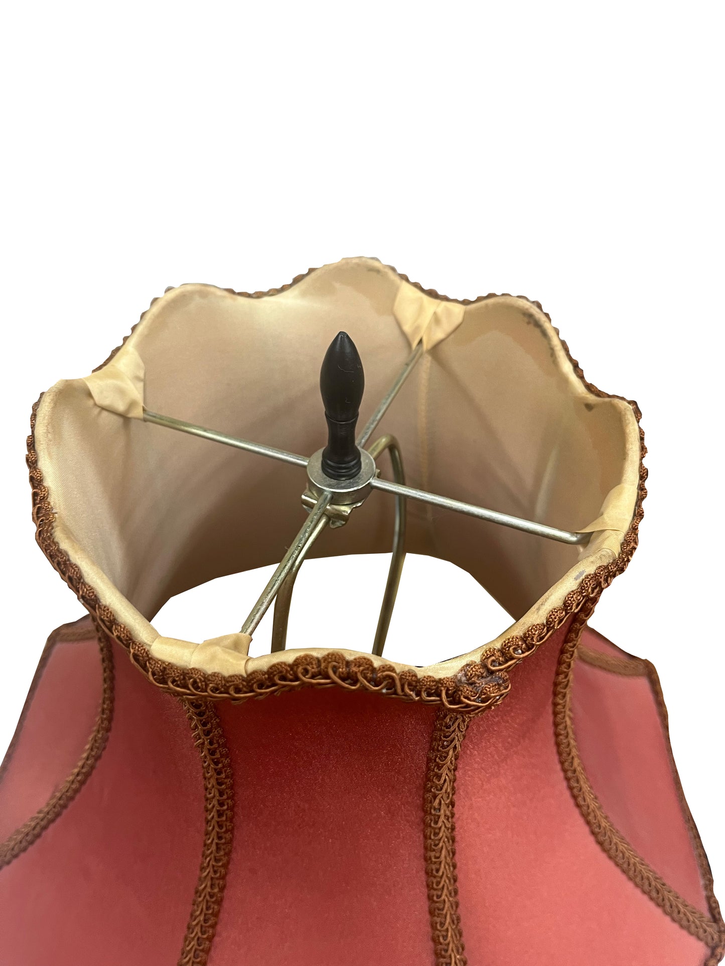 Lamp with Red Shade and Crystals