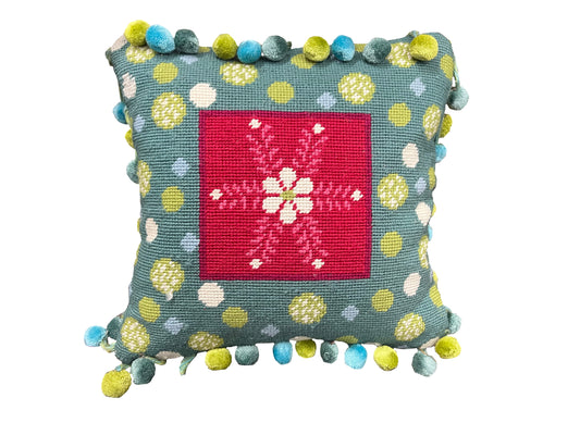 Square Blue and Green Throw Pillow