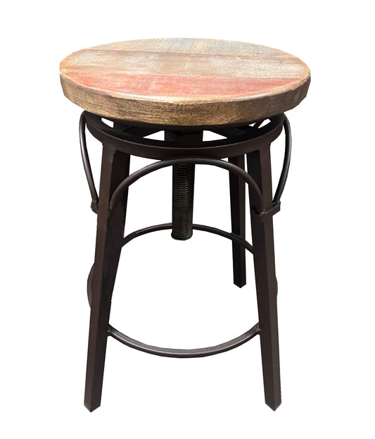 Wood and Iron Swivel Barstool