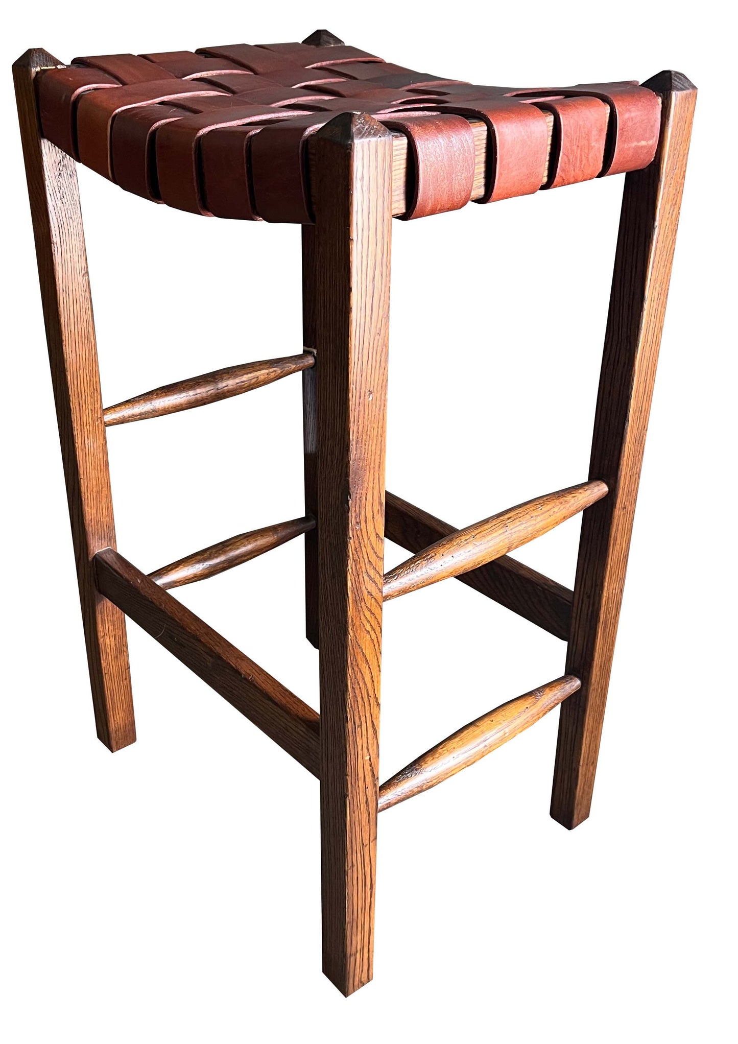 Leather Woven Seat Barstool