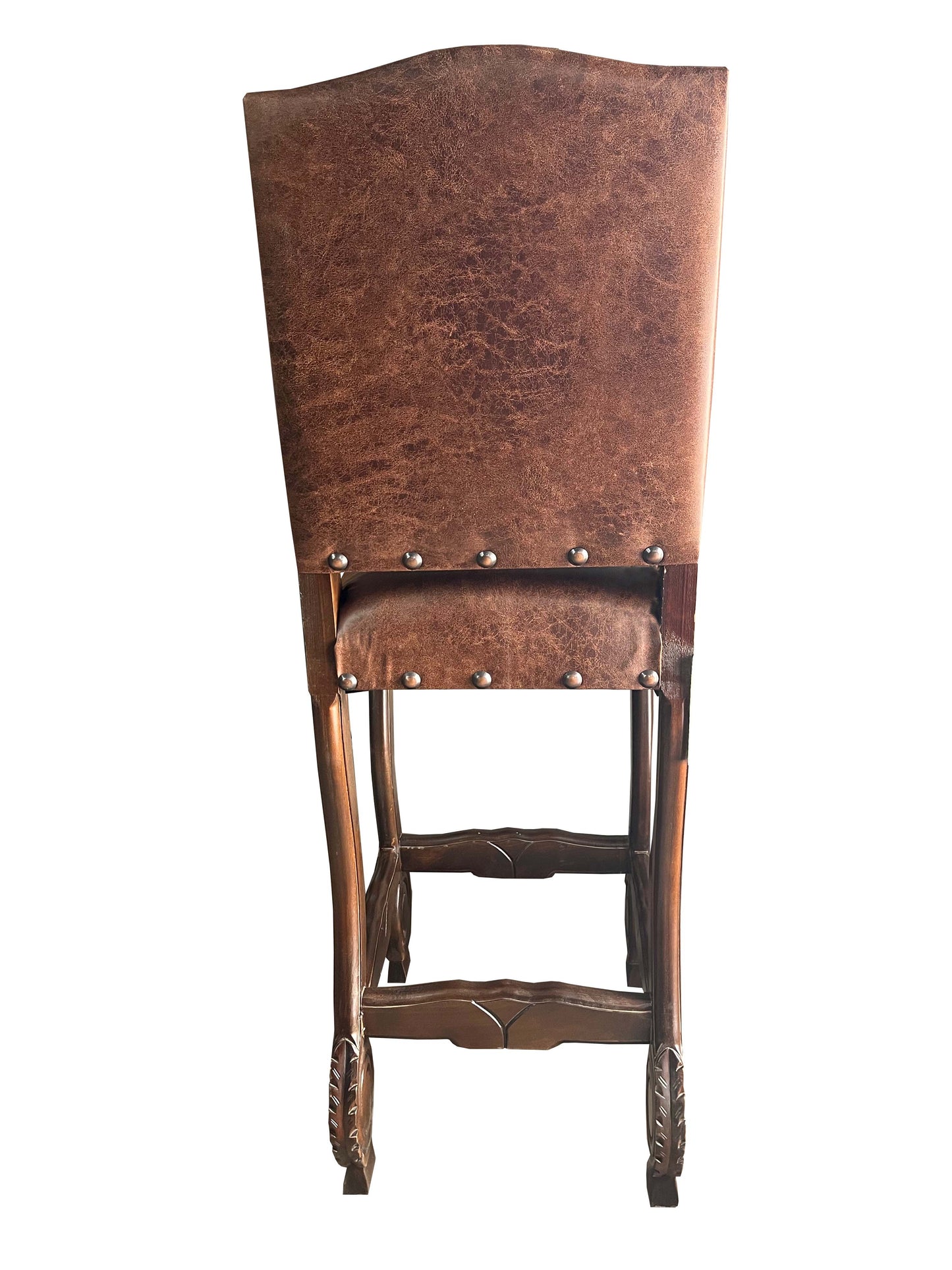 Faux Leather Barstool with carved legs