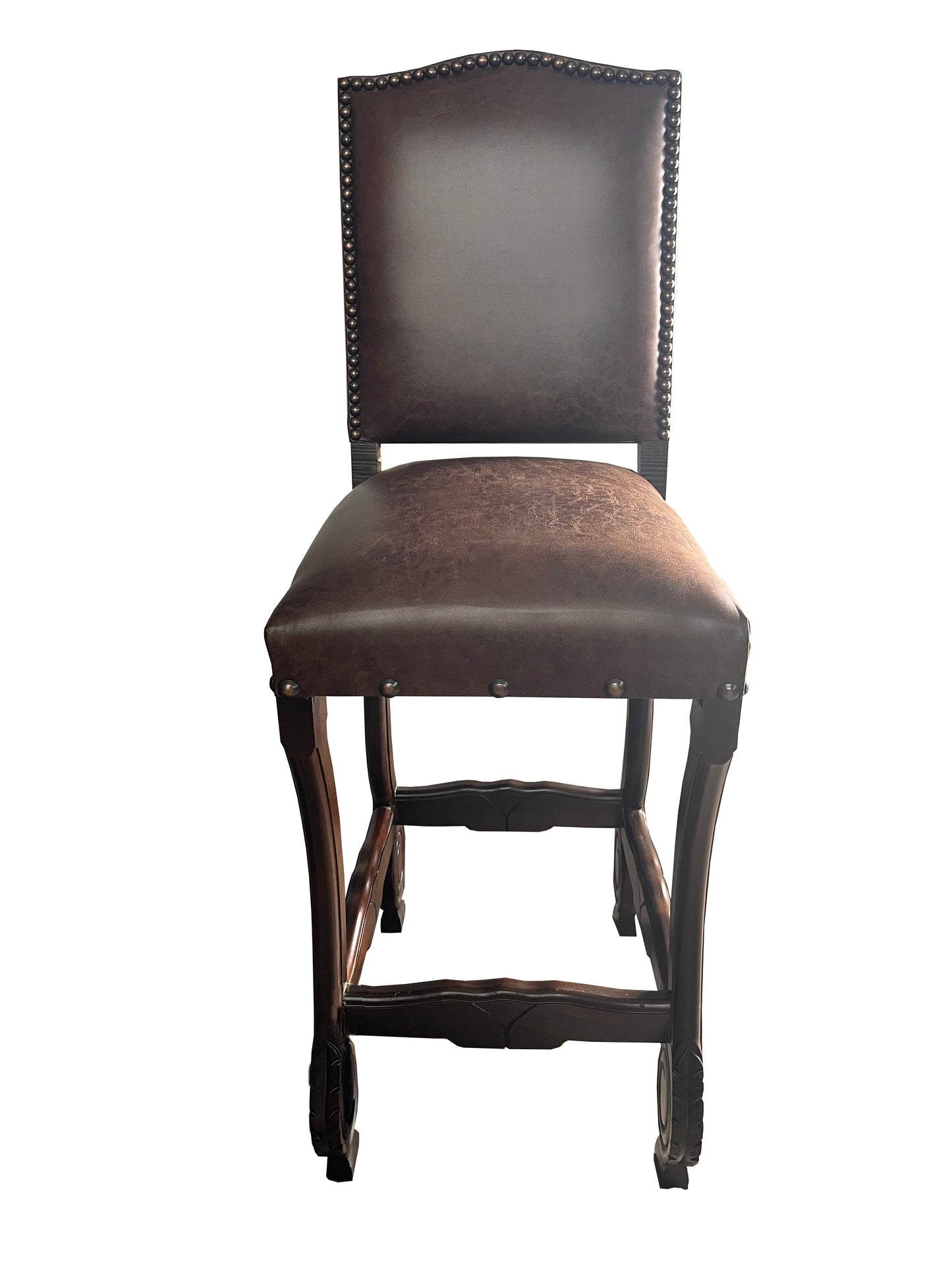 Faux Leather Barstool with carved legs