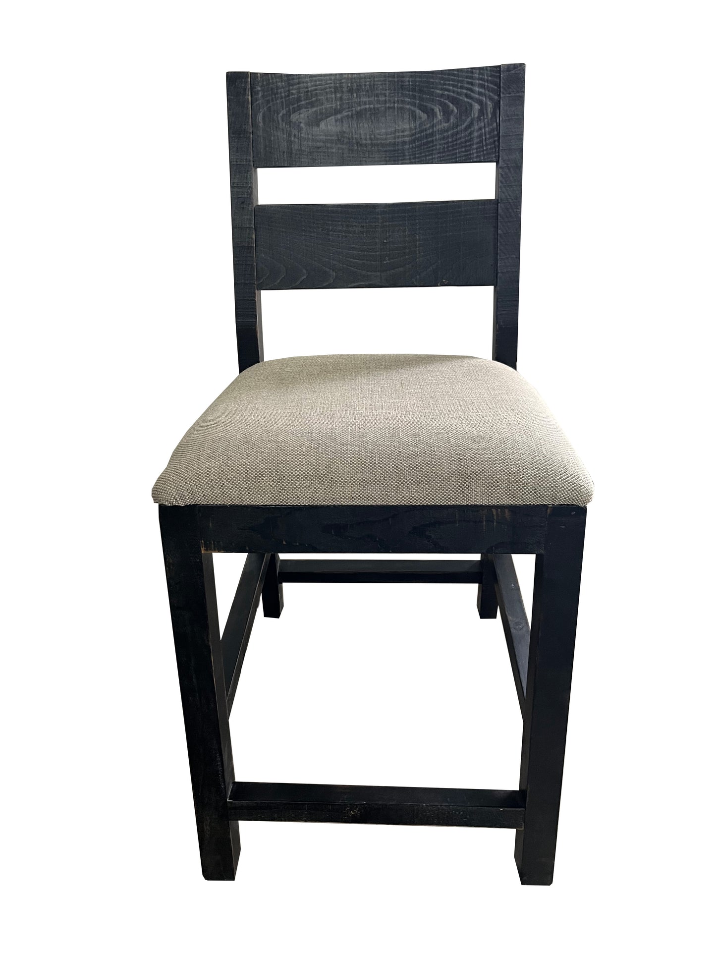 Distressed Black and Beige Counter Stool