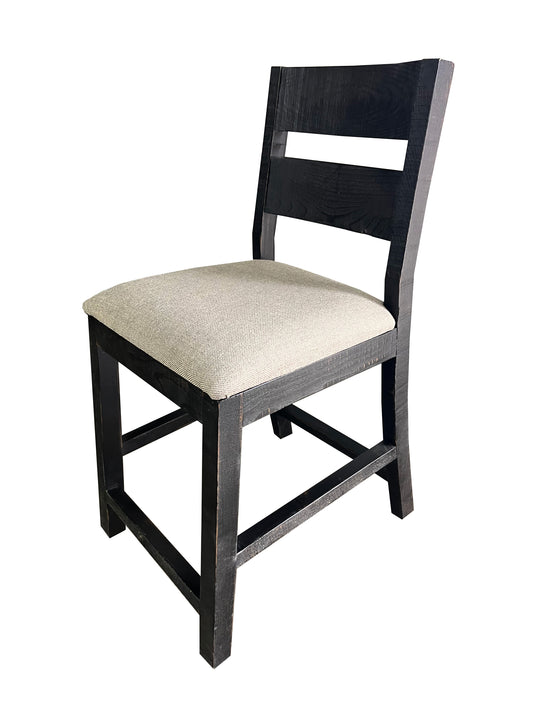 Distressed Black and Beige Counter Stool